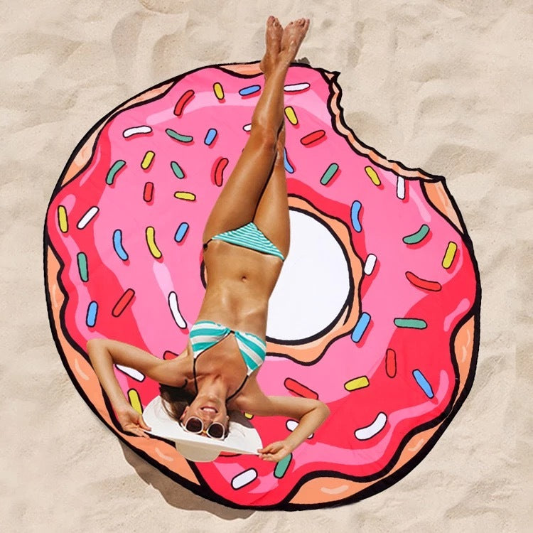 Round Beach Towel-Fun Food Print