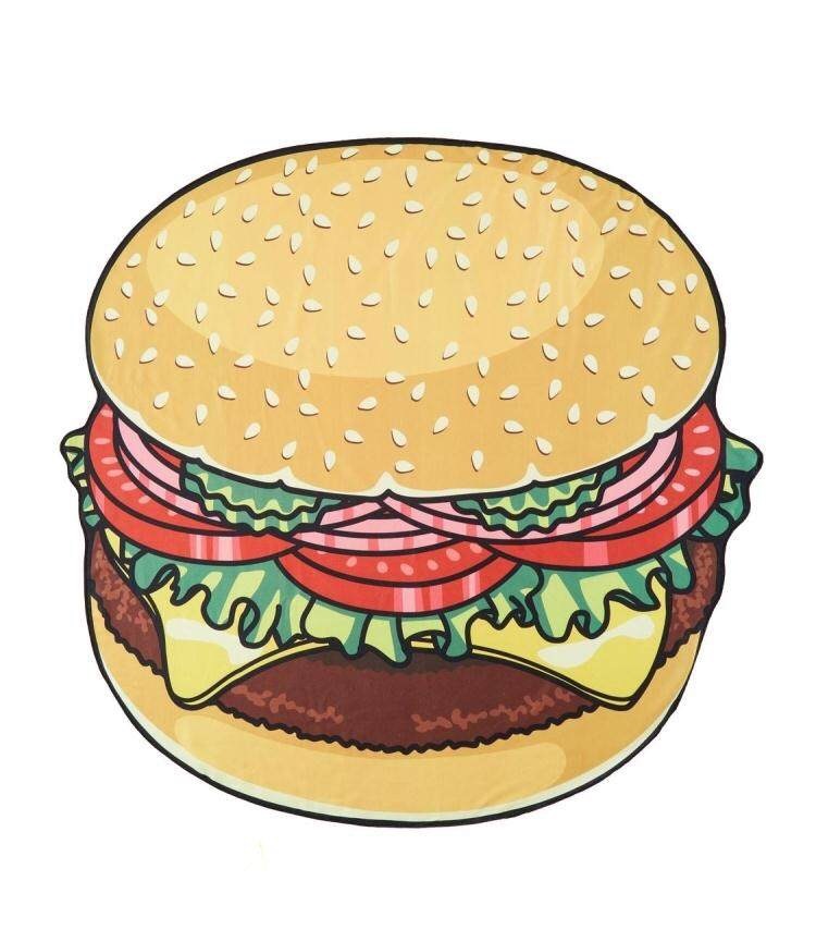 Round Beach Towel-Fun Food Print