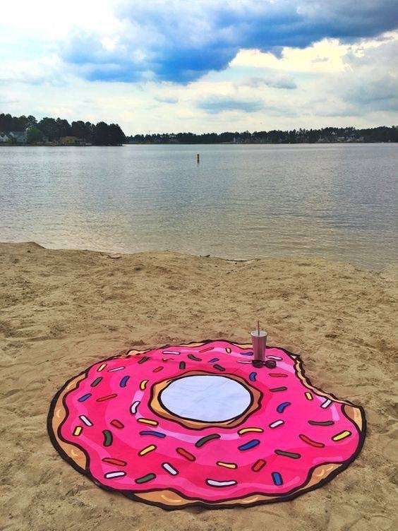 Round Beach Towel-Fun Food Print