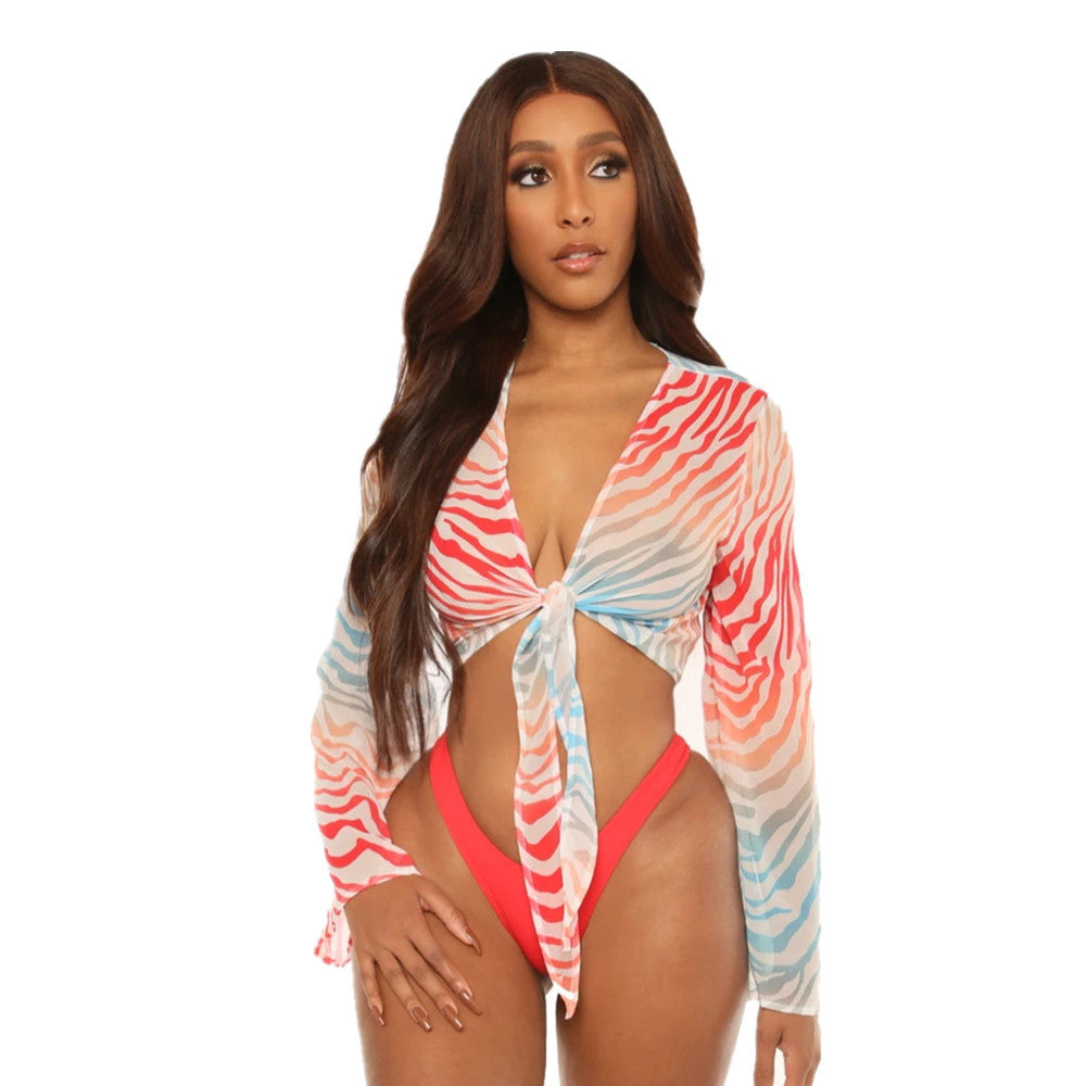 Stylish Three-Piece Bikini Set with Cover-Up