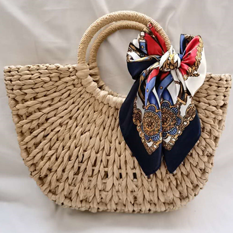 Summer Beach Bag With Handle Scarf