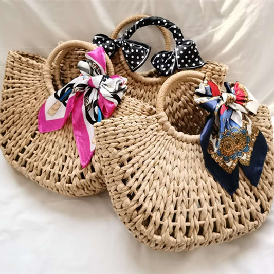 Summer Beach Bag With Handle Scarf