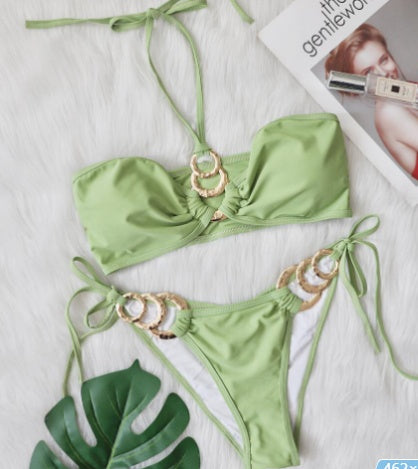 Trendy Neck Tie Top Bikini