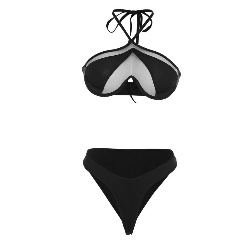 Bikini- fashion color mesh small vest sexy bag buttock briefs