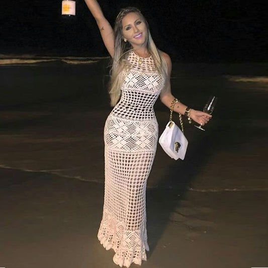 Knitted Hollow Bikini Cover Up Dress