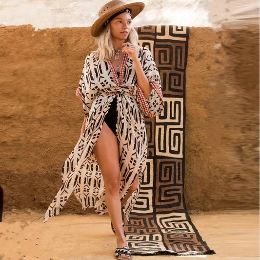 Blouse Printing Beach Cover-up