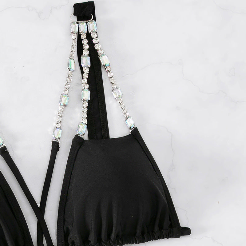 Diamond-Embellished Black Bikini